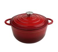 Chiluxendo 25 cm Cocotte en Fonte avec Couvercle, Cocotte Induction Emaillee Faitout pour Four et Tous Feux, Marmite Fonte pour Braiser, Ragoûts, Rôtir Pain(Rouge)