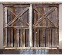 chinawh Rideaux Occultants - Porte En Bois Porte De Grange Rétro Ferme 280X180Cm - 3D Imprimé Occultants Polyester Rideaux Occultants Pour Salon Design Moderne Rideaux De Cuisine De Porte Fenêtre À Oe
