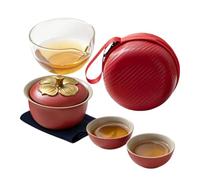 Chinese Tea Set - Orange Shape Ceramic Brewing Kit | Handcrafted Ceramic | Ceramic Tea Pot Set for Home Office Apartment Kitchen Dormitory Party