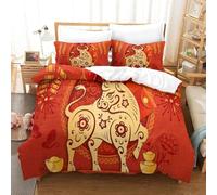 Chinese Zodiac Cattle Housse De Couette Imprim¿¿E En D Ensemble De Literie Pi¿¿Ces Avec Taies D'oreiller Entretien Facile Housse De Couette Confortable