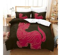 Chinese Zodiac Dog Housse De Couette Imprim¿¿E En D Ensemble De Literie Pi¿¿Ces Avec Taies D'oreiller Entretien Facile Housse De Couette Confortable En