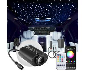 CHINLY 6W Ciel Etoile Voiture Fibre Optique, App/télécommande Bluetooth RGBW, Activation Musicale, 150pcs*0.75mm*2m Kit de Plafonnier à Fibres Optiques pour Voiture/Plafond/Cinéma