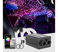 CHINLY Bluetooth 12W RGBW Twinkle LED Fibre Optique Star Plafonniers Kit APP/Télécommande 225PCS * 0.75MM * 3M pour la Maison/Voiture