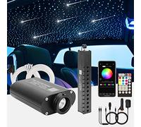 CHINLY Bluetooth Meteor 16W RGBW APP LED Fibre Optique Star Star Plafonniers Kit APP 550 pièces 0.75mm 4m + 12 * 8 pièces 3m Fibre Optique pour la maison/voiture