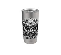 Chinois Foo-Dog Blackwork Gobelet isotherme en acier inoxydable double paroi