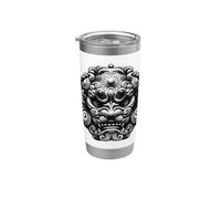 Chinois Foo-Dog Blackwork Gobelet isotherme en acier inoxydable double paroi