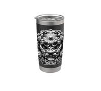 Chinois Foo-Dog Blackwork Gobelet isotherme en acier inoxydable double paroi