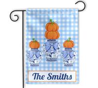 Chinoiserie Automne Personnalisé Nom De Famille Citrouille Chinoiserie Pot Coquette Automne Bienvenue Bannière Cour 30X45Cm Bannière Résistant Double Face Drapeau De Cour Pour Ferme Porte Fêtes