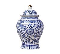 Chinoiserie Bocaux à gingembre bleu et blanc, pot en porcelaine pour stockage du thé, pot à gingembre décoratif en céramique avec couvercle, décor chinoiserie vase bleu et blanc, vases en porcelaine