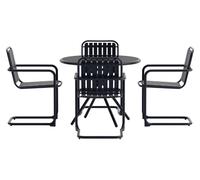 Chios set de jardin table 90x90cm 4 chaises noir.