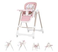 Chipolino Chaise haute 2 en 1 Milk Shake, réglable, Balançoire bébé, Roues, coloris:rose