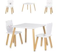 Chipolino Enfants Set de table motif animalier Table 2 chaises, bois, ensemble de sièges, dès 2 ans blanc
