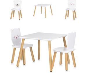 Chipolino Enfants Set de table motif animalier Table 2 chaises, bois, ensemble de sièges, dès 2 ans blanc