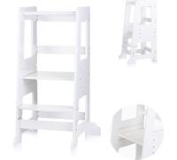 Chipolino Enfants Tour d'Apprentissage Tabouret en bois Marchepied réglable en hauteur blanc