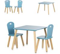 Chipolino Kinder Set de table en bois, 2 chaises en bois, salon pour enfants, 3 pièces bleu