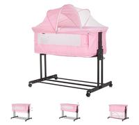 Chipolino Lit d'appoint 2 en 1 Zen Parc Moustiquaire Matelas Roues Frein rose