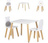 Chipolino Set de table enfant motif animalier table 2 chaises, bois, ensemble de sièges, 2 ans et + blanc gris