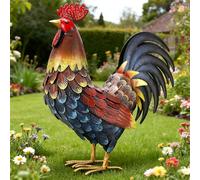 chisheen Statue de Jardin en Forme de Coq en métal, Sculpture d'extérieur