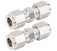 Chiyyak Adaptateur de Tube de Compression en Acier Inoxydable à Double Virole pour Canalisation de Gaz et D'eau, Raccord de Connexion Droit 2 Pièces pour le Secteur Pétrochimique (Ф3/8)