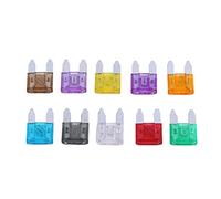 Chiyyak Kit D'assortiment de 100 Mini Fusibles à Lame Durables 2A-35A pour Applications Industrielles Domestiques, Identification Facile, Matériau en Plastique et en Alliage de Zinc, adapté aux