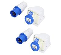 Chiyyak Kit de Connecteurs Industriels 2P+E Classés IP44 avec Performances étanches et Anti-poussière 2 Jeux 220-250 V 16 A pour Centrale électrique et Chemin de Fer