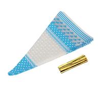 Chiyyak Lot de 50 sachets en cellophane transparent en forme de cône pour friandises - Avec fermeture à vis (bleu, 4 en soie x 17 cm x 30 cm)