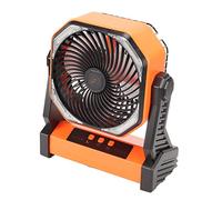 Chiyyak Ventilateur de Camping avec Batterie Rechargeable 20 000 MAh avec Lanterne LED, 4 Vitesses, Pivot à 270 Degrés, Banque D'alimentation USB pour Tente Extérieure, Chantier d (Orange)