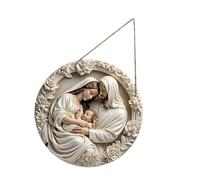 CHIZISX Handcrafteds Plaques en bois avec Jésus et la Vierge Marie Décoration murale à suspendre pour la maison religieuse