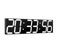CHKOSDA Horloge Murale numérique, avec variateur d'intensité, Grand Compte à rebours avec télécommande, écran LED de27.5in de Large, 6 Chiffres, Support Mural, Date et température （Blanche）