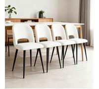Chleby Lot de 4 Chaise de salle à manger en tissu respirant,Chaises blanc pieds métalliques noirs,Design moderne pour cuisine