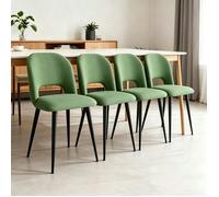 Chleby Lot de 4 Chaise de salle à manger en tissu respirant,Chaises vert pieds métalliques noirs,Design moderne pour cuisine
