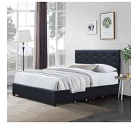 chloe Solide et Confortable Lit 140x200 avec Sommier avec 4 tiroirs+Tete de lit Couleur NOIR Noir G