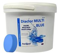 Chlore Multi Blue Galets de 200g MultiFonctions - Traitement tout-en-un pour Piscine - Désinfectant, Algicide, Stabilisant, Clarifiant - Maintient l'eau transparente et cristalline - Sans cuivre (5KG)