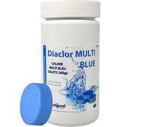 Chlore Multi Blue Galets de 200g MultiFonctions - Traitement tout-en-un pour Piscine - Désinfectant, Algicide, Stabilisant, Clarifiant - Maintient l'eau transparente et cristalline - Sans cuivre (1KG)