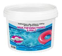 Chlore multifonctions - BSI - 5 en 1 - Action longue durée - Dissolution lente - Idéal pour piscine et spa - Galets 200g - 5kg