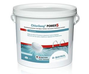 Chlorilong Power 5 Bayrol - chlore lent multiactions - Seau de 10 kg