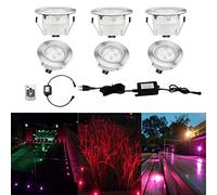 CHNXU 6 Spot LED Eclairage Extérieur Encastrable Sol Terrasse Bois,45mm Spots Encastré Extérieur Fait en IP67 DC12V 1W Avec Alimentation EU Pour Jardin Escalier Patio RGB