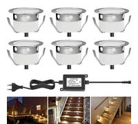 CHNXU LED Spot Encastrable Extérieur Ø30mm DC12V Blanc Chaud Mini Spot Encastré IP67 Étanche Spots à Encastrer Extérieur pour Jardin Terrasse Escalier Deck en Bois Patio Décoration (6 kit)