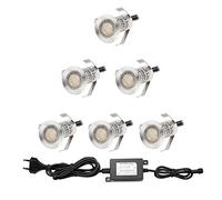 CHNXU LED Spot Encastrable Extérieur Mini Spot Encastré de Ø18mm Eclairage Encastrables Extérieur pour Terrasse Enterre IP67 Etanche DC12V Lumière pour Escalier Patio(Blanc Chaud, 6 kit)