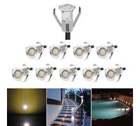 CHNXU LED Spot Encastrable Extérieur, Mini Spots Encastré, IP67 Étanche, Ø18mm, DC12V, éclairage pour Jardin Terrasse Escalier Deck en Bois Patio Décoration intérieur et extérieur(Blanc Chaud,10 kit)