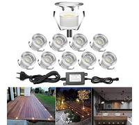CHNXU LED Spot Encastrable Extérieur, Mini Spots Encastré, IP67 Étanche, Ø30mm, DC12V, éclairage pour Jardin Terrasse Escalier Deck en Bois Patio Décoration (Blanc Chaud,10 kit)