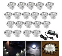 CHNXU LED Spot Encastrable Extérieur, Mini Spots Encastré, IP67 Étanche, Ø45mm, DC12V, éclairage pour Jardin Terrasse Escalier Deck en Bois Patio Décoration intérieur et extérieur(Blanc Chaud,20 kit)