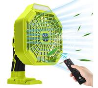 Choerinton Ventilateur portable compatible avec Ryobi 18 V sans fil alimenté par batterie avec télécommande pour la maison, le camping, le pique-nique et le chantier