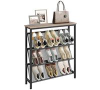 CHOEZON Étagère à Chaussures, Porte-Chaussures à 4 Niveaux, Convient 9-15 Paires, Organisateur d’Entrée Industriel avec Plateau, pour entrée, vestiaire, Couloir, Grège et Noir DTXJ75BG