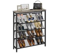 CHOEZON Étagère à Chaussures, Porte-Chaussures à 5 Niveaux, Convient 12-16 Paires, Organisateur d’Entrée Industriel avec Plateau, pour entrée, vestiaire, Couloir, Grège et Noir DTXJ02BG