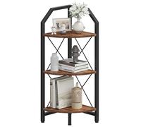 CHOEZON Étagère d’Angle à 3 Niveaux, Style Industriel, Présentoir Vertical Ouvert de 90 cm, Support de Plantes, pour Chambre, Salle de Bain, Salon, Cuisine, Bureau, Marron Rustique DTCJ03BF