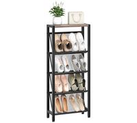 CHOEZON Porte-Chaussures Étroit 5 Niveaux à Étagères Mesh Inclinées, Organisateur d’Éntrée Compact avec Pieds Réglables, Étagère à Chaussures, pour Petits Espaces, Gris Patiné et Noir DTXJ03BG