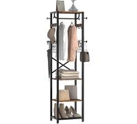 CHOEZON Porte-Manteau, Porte-Vêtements, Meuble d’Entrée avec Rangement pour Chaussures, Style Industriel, Étagère avec Crochets et Tringle, pour entrée, Couloir, Marron Rustique et Noir DTYM18BF