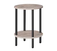 CHOEZON Table d’Appoint Ronde, Bout de Canapé à 2 étagères, Table de Chevet Petite, Table Basse au Style Industriel, pour Salon, Chambre, Gris Patiné et Noir DTBZ01BG