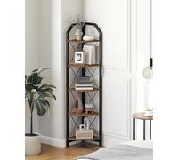 CHOEZON TCJ10BF Étagère d'angle industrielle à 5 niveaux, Meuble de Rangement pour chambre à coucher, salon, bureau à domicile, marron rustique et noir 150,9 cm